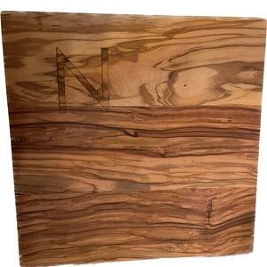 Pottery Barn Williams Sonoma "N" Olive Wood Monogram Cheese Board 8 X 8